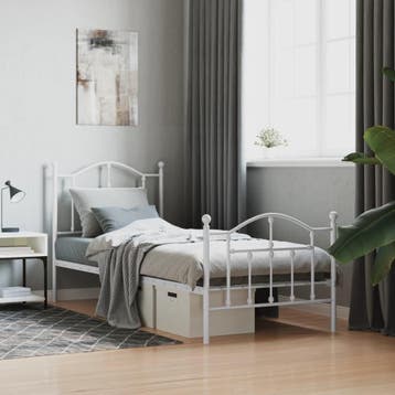 vidaXL Bedframe met hoofd- en voeteneinde metaal wit 80x200, Huis en Inrichting, Slaapkamer | Bedden, Eenpersoons, Verzenden, Wit