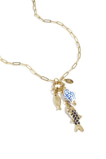 Goudlief Ketting met frontsluiting en vis-charms (Kettingen), Verzenden, Nieuw, Zilver, Overige materialen