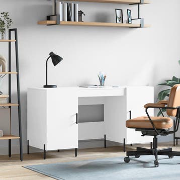 vidaXL Bureau 140x50x75 cm bewerkt hout wit, Verzenden, Nieuw