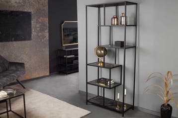 Moderne boekenkast SLIM LINE 185 cm grafiet metalen staande, Huis en Inrichting, Ophalen of Verzenden, Nieuw