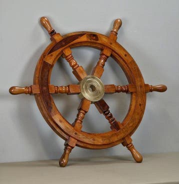 Maritieme objecten - Hout- Scheepsstuurwiel