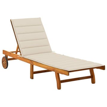 vidaXL Ligbed met kussen massief acaciahout, Tuin en Terras, Verzenden, Nieuw