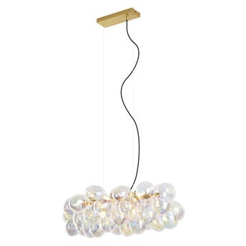 Design hanglamp goud met regenboog glas 8-lichts - Uvas, Huis en Inrichting, Verzenden, Nieuw, Design