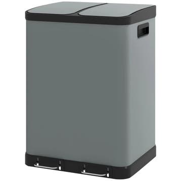 TRUUSK Dubbele Pedaalemmer 2x30L - Met Deksel en Voetpedaal, Doe-het-zelf en Verbouw, Hout en Planken, Verzenden, Nieuw