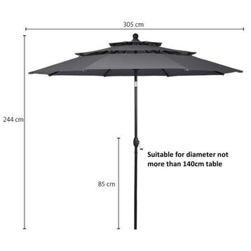 2dekans | Coast Parasol - 300 cm - Knikbaar - Windbestendig, Ophalen of Verzenden, Zo goed als nieuw