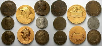 Lot von 8 x brons medaille div Jahre Frankreich Dritte Re..., Verzenden