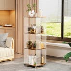 Stellingkast op Wielen – Opbergrek Acrylpaneel + Walnoothout, Huis en Inrichting, Kasten | Stellingkasten, Verzenden, Nieuw