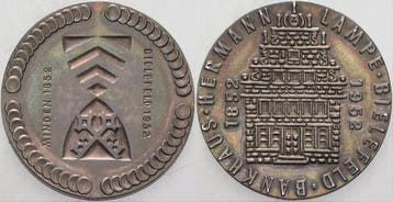 Zilver medaille 1952 Bielefelder medaille 100-jaehriges J..., Verzenden