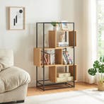 Boekenkast Rennebu open kast 126x80x33 cm zwart en eikenkleu, Huis en Inrichting, Kasten | Boekenkasten, Verzenden, Nieuw