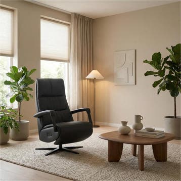Leren relaxfauteuil met hartbalans Core - Toledo Nero, Huis en Inrichting, Fauteuils, Bohemian, Industrieel, Modern, Scandinavisch