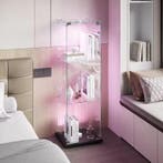 Houten Glazen Vitrinekast met LED Verlichting – 3 Lagen Mode, Huis en Inrichting, Kasten | Vitrinekasten, Verzenden, Nieuw