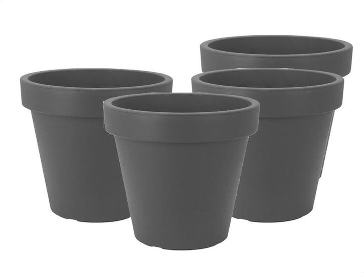 Set van 4 stuks Kunststof Bloempot Antraciet Ø58cm, Tuin en Terras, Bloempotten, Ophalen of Verzenden