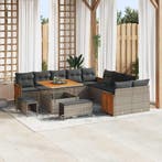 vidaXL Tuinbankenset 13 pcs Grijs Poly rattan en, Verzenden, Nieuw, Rotan, 3 zitplaatsen