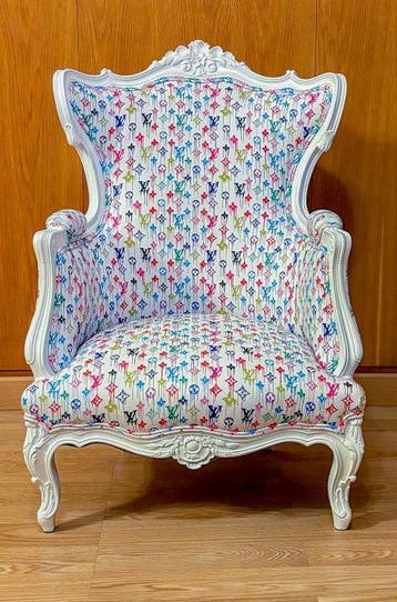 2lifeLuxury - Fauteuil - LUIS XV - Hout, Synthetisch leder, Huis en Inrichting, Nieuw