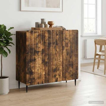 vidaXL Dressoir Gerookt eiken 89 x 34,5 x 82 cm Bewerkt hout, Verzenden, Nieuw, Overige houtsoorten, Minder dan 50 cm