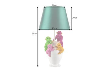 Tafellamp MONKEY 55 cm met veelkleurige witgroene lampenkap, Huis en Inrichting, Lampen | Tafellampen, Ophalen of Verzenden, Nieuw