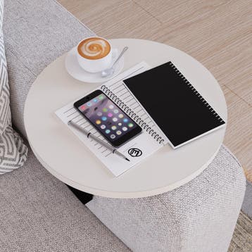 Dienblad armleuning Kuleskyd rond Ø34 cm creme [en.casa], Verzenden, Nieuw