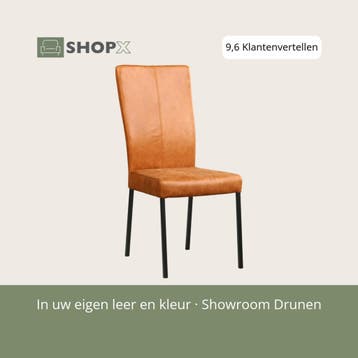 Leren eetkamerstoel Daily - Vintage Cognac (cognac) - Poten, Huis en Inrichting, Bruin, Nieuw, Leer, Ophalen of Verzenden