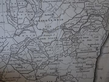 ravure plattegrond Zuid Beveland Hattinga Tirion 1753, Antiek en Kunst, Kunst | Etsen en Gravures, Verzenden, Cartografie, Gravure