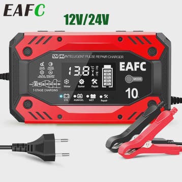 Slimme Acculader 12V/24V met Pulsreparatie & LCD Display - V, Verzenden, Nieuw