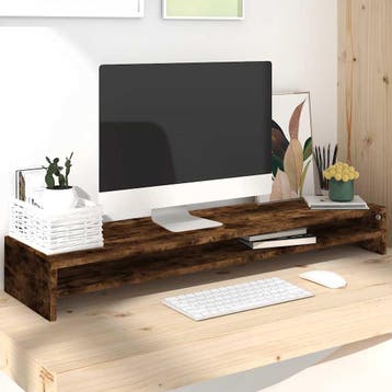 vidaXL Monitorstandaard 100x24x13 cm bewerkt hout gerookt, Verzenden, Nieuw