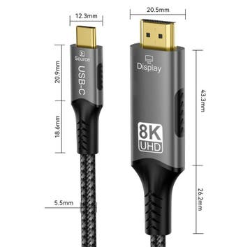 USB-C naar HDMI Kabel 8K 4K 120Hz HDR 48Gbps, Verzenden, Nieuw