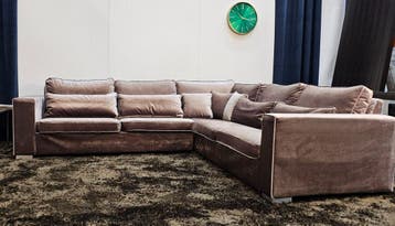 Velvet Hoekbank Bruin/Koper Vlours Hotel Chique - Kuster, Huis en Inrichting, Ophalen of Verzenden, Nieuw