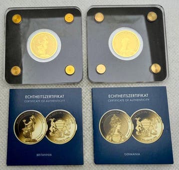 Tsjaad. 3000 Francs Germania & Britannia , oro 2x1/500 Oz,