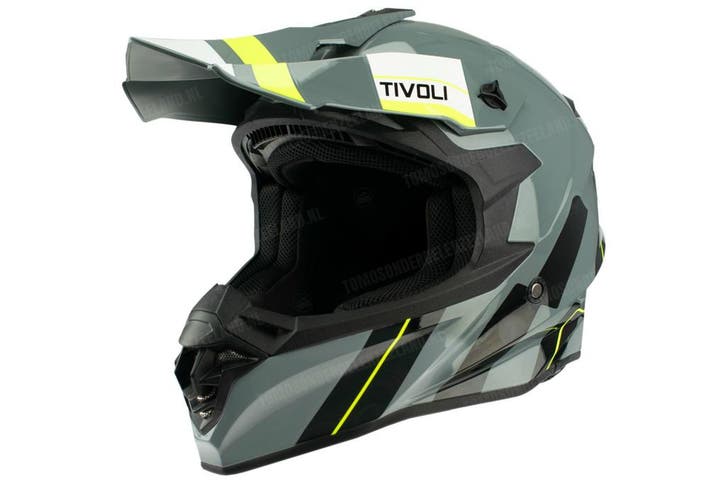 Helm Vito Crosshelm Tivoli nardo gray deco glans grijs /..., Fietsen en Brommers, Brommerhelmen, Nieuw, Ophalen of Verzenden