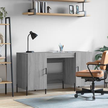 vidaXL Bureau 140x50x75 cm bewerkt hout grijs sonoma, Verzenden, Nieuw