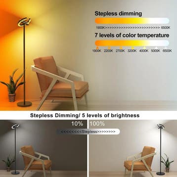 LED vloerlamp 2 ringen dimbaar 190 cm, Verzenden, Nieuw