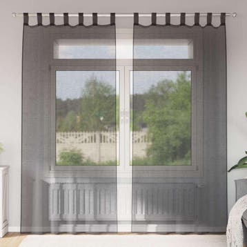 vidaXL Gordijnen voile met tab top 2 st zwart, Verzenden, Nieuw, Zwart