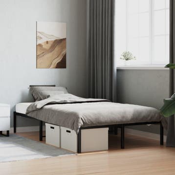 vidaXL Bedframe metaal zwart 120x200 cm, Huis en Inrichting, Slaapkamer | Bedden, Verzenden, Zwart, Nieuw, Twijfelaar