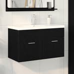 vidaXL Badkamerkast Zwart Eiken 80 x 38,5 x 46 cm Bewerkt, Verzenden, Nieuw, (Half)hoge kast