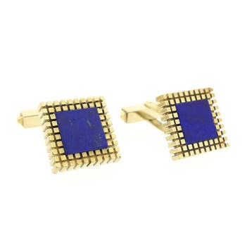 Gouden manchetknopen met Lapis Lazuli, Ophalen of Verzenden, Gebruikt, Goud