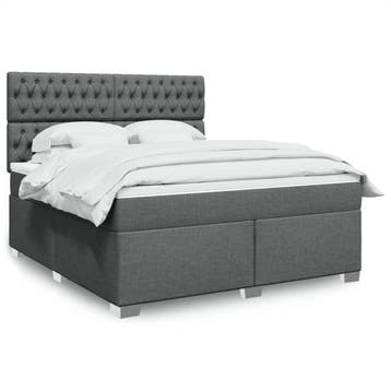 vidaXL Boxspring met matras stof donkergrijs 180x200 cm, Eenpersoons, Verzenden, Nieuw, 80 cm
