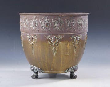 Jardinière - Art Nouveau met rozettenband en druppelmotieven, Antiek en Kunst