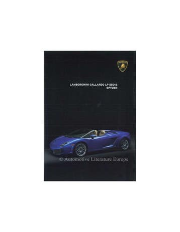 2013 LAMBORGHINI GALLARDO LP 550-2 SPYDER BROCHURE, Nieuw, Author