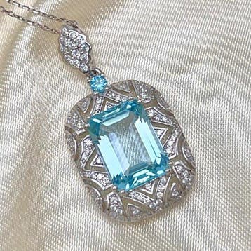 Zonder minimumprijs - Halsketting Zilver Topaas - 7.3CT -, Sieraden, Tassen en Uiterlijk, Nieuw