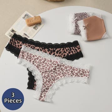 3-Pack Dames Slipjes met Kantrand - Low-Waist Thong & G-Stri, Verzenden