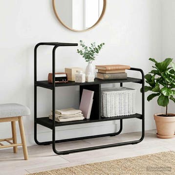 vidaXL Consoletafel Zwart eiken 80 x 35 x 75 cm Bewerkt hout, Huis en Inrichting, Tafels | Salontafels, Verzenden, Nieuw, Overige houtsoorten