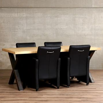 Set van 4 leren eetkamerfauteuils - met armleuning en, Huis en Inrichting, Stoelen, Ophalen of Verzenden, Nieuw, Leer