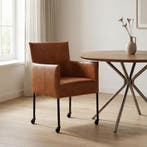 Leren eetkamerstoel Desire - Vintage Cognac (cognac) -, Ophalen of Verzenden, Nieuw, Leer, Bohemian, Industrieel, Modern, Scandinavisch