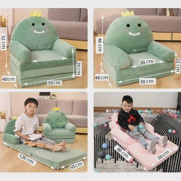 Opvouwbare Kinderfauteuil 2-in-1 | Pluche Cartoon Stoel voor, Kinderen en Baby's, Verzenden, Nieuw