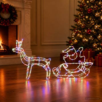vidaXL Kerstdecoratie rendier en slee LOVIISA 320 LEDs, Diversen, Verzenden, Nieuw
