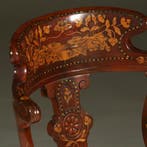 Franse marqueterie bureaustoel ca 1800 met stoffering naar w, Antiek en Kunst, Ophalen of Verzenden