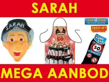 Sarah 50 jaar feestartikelen - Slingers Ballonnen Pop enz., Ophalen of Verzenden, Nieuw, Abraham of Sarah