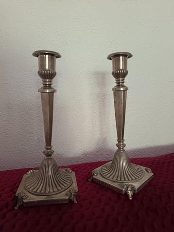Kaarsenhouder (2) - .800 zilver - Paar zilveren kandelaars, Antiek en Kunst