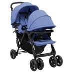 vidaXL Tweelingkinderwagen tandem staal marineblauw, Kinderen en Baby's, Kinderwagens en Combinaties, Verzenden, Nieuw