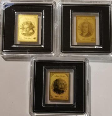Tsjaad. 3.000 Francs 3 x 1/1000 oz Gold Berühmte